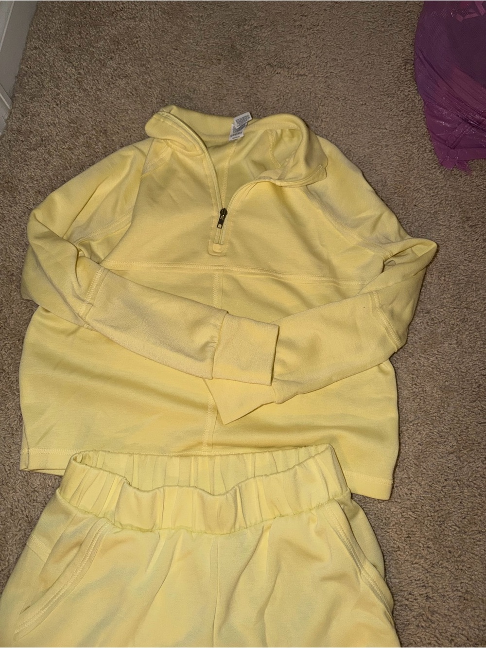 Yellow Quarter-Zip Lounge Set